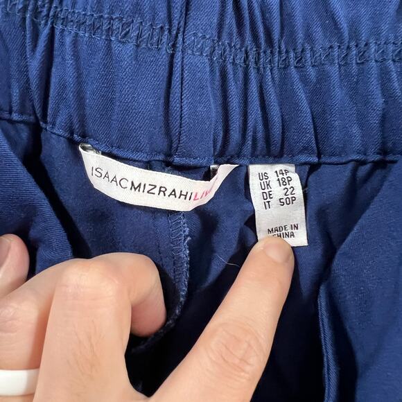 Isaac Mizrahi Live! Stretch Crop Wide Leg with Butto Royal Navy, Petite 14 - Picture 3 of 10